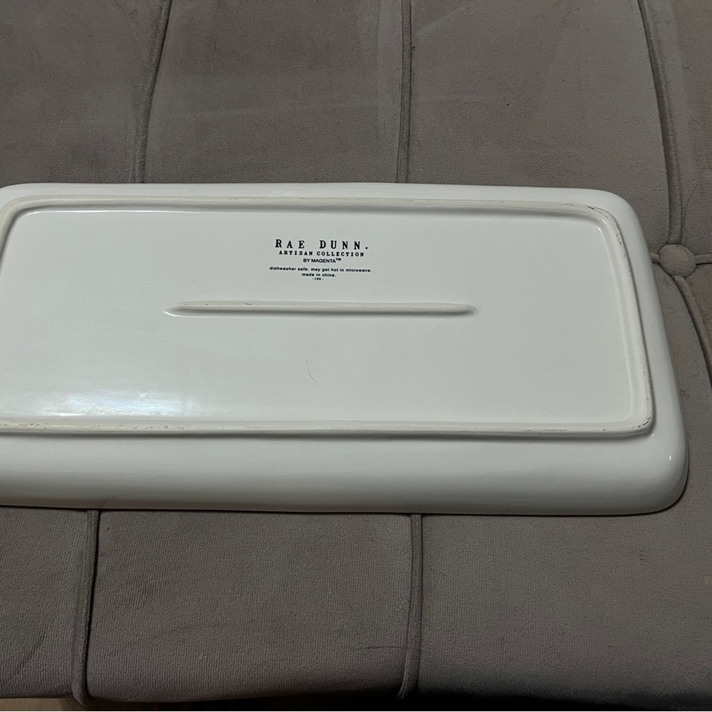 Rae Dunn Artisan Collection White Serving Tray with blue Fourth of July - Picture 2 of 3